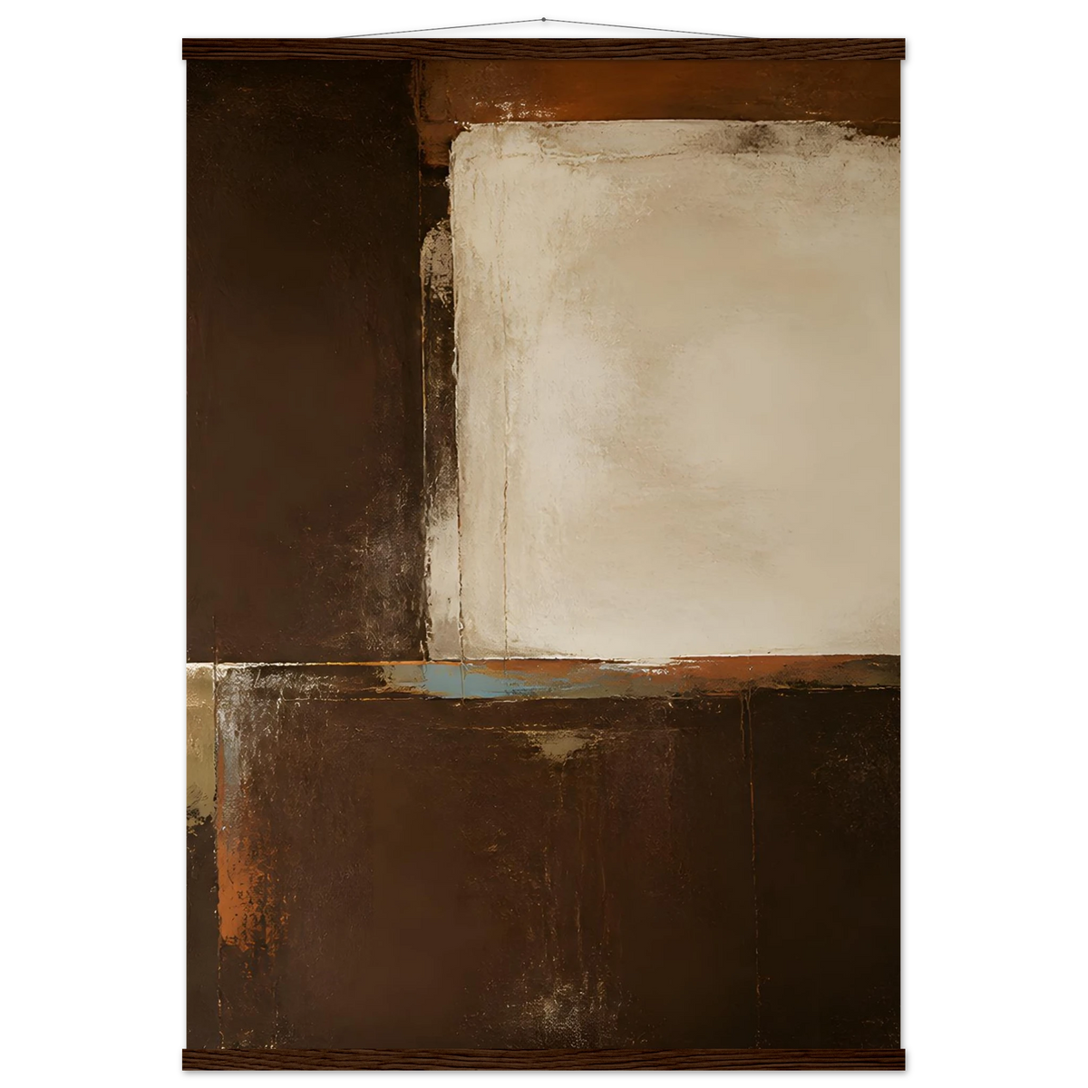 Terracotta Diptych, Panel II of II: two panels, terracotta and cream. Fine art poster, alternate frame and size.