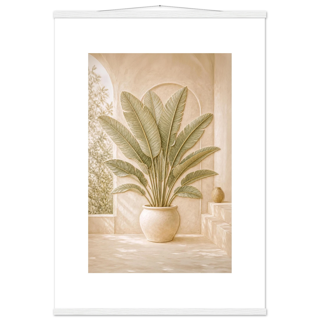 Courtyard Noon, landscape and sun. Archival fine art poster shown framed.