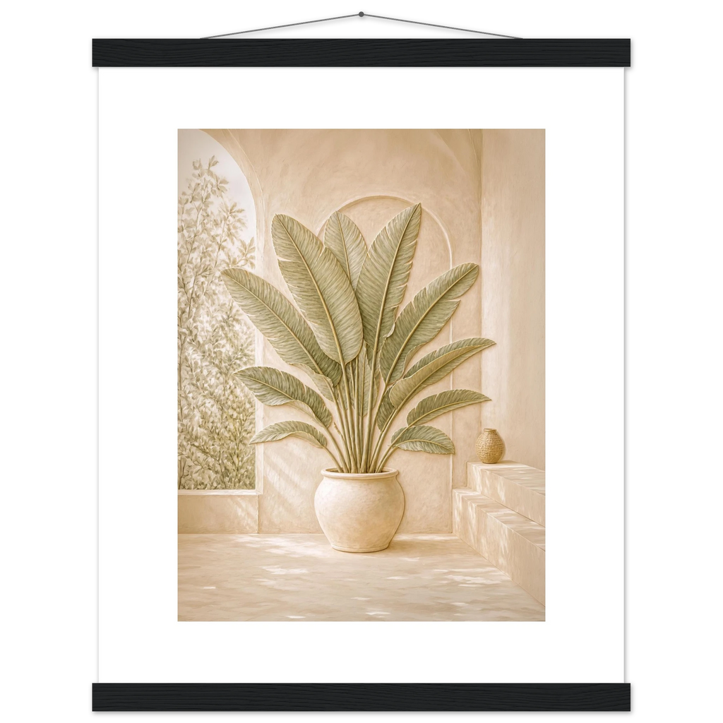 Courtyard Noon: landscape and sun. Fine art poster, alternate frame and size.