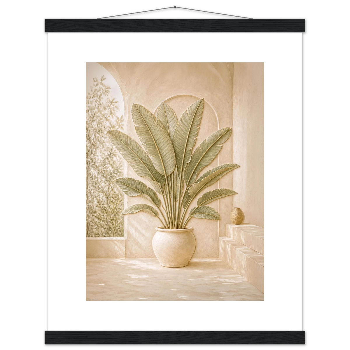 Courtyard Noon: landscape and sun. Fine art poster, alternate frame and size.