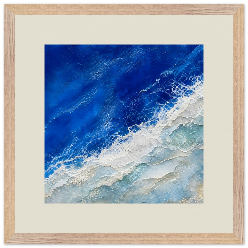 Cobalt Foam: abstract, cobalt and sea foam. Museum-quality framed fine art print.