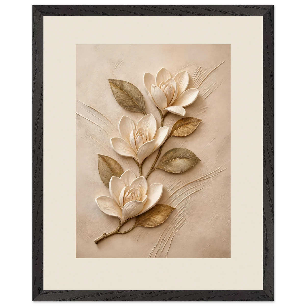 Magnolia Ascent, flowers and botanical. Archival framed fine art print shown framed.