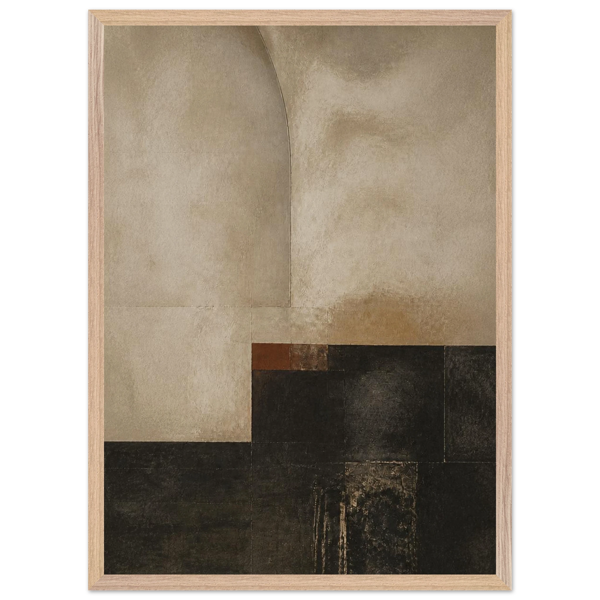 Limewash Triptych, Panel III of III: abstract, mineral texture and neutral tones. Framed fine art print by The Light Stays.