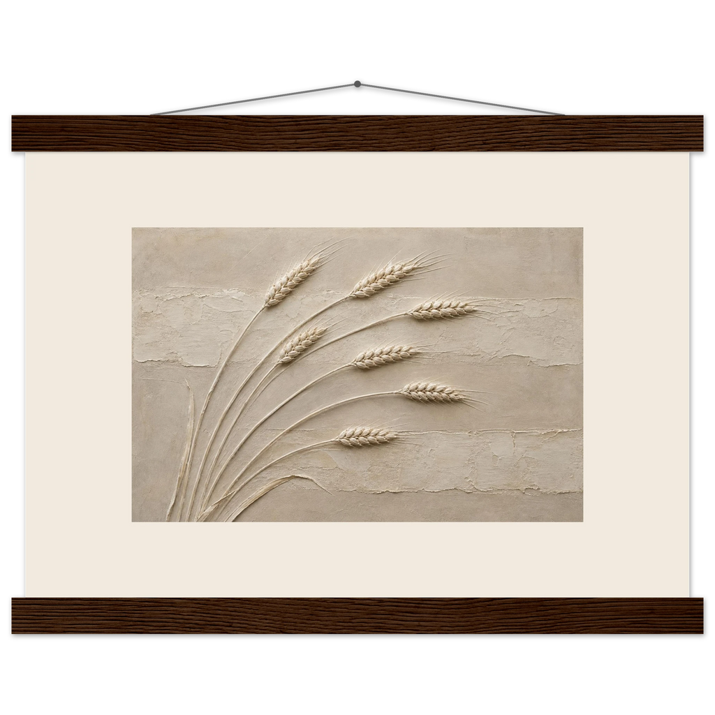 Wheat in Relief, faith, texture and botanical. Archival fine art poster shown framed.