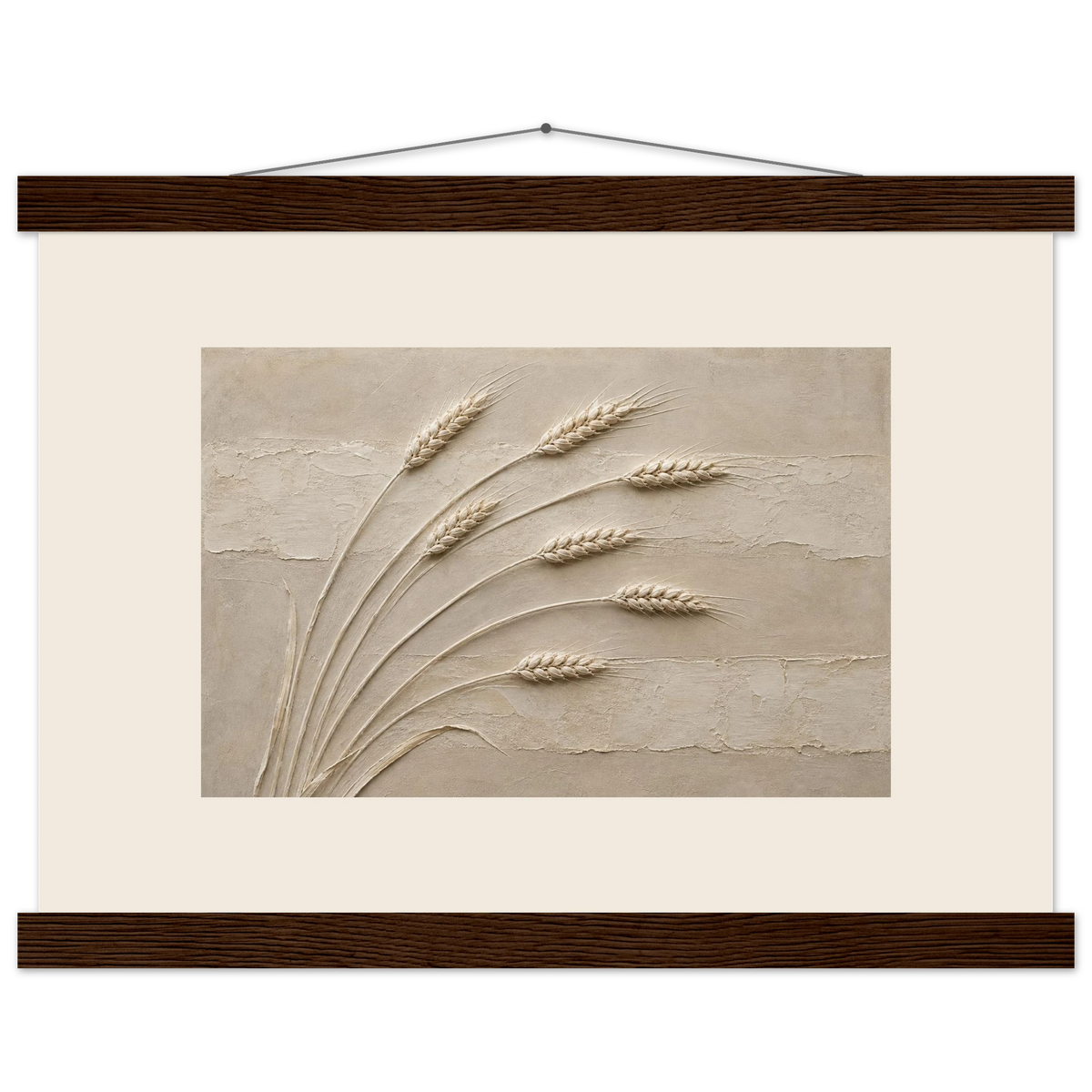 Wheat in Relief, faith, texture and botanical. Archival fine art poster shown framed.
