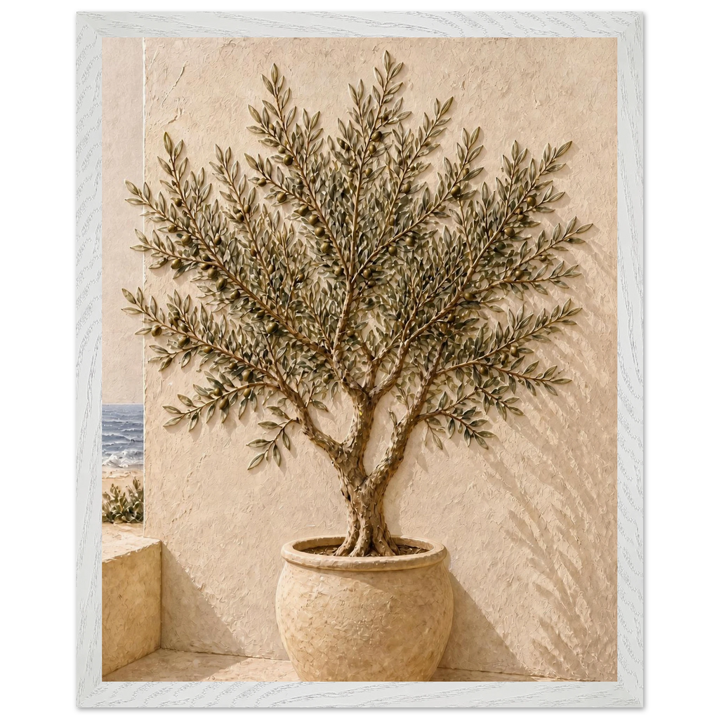 Olive Terrace: landscape and sun. Museum-quality framed fine art print.