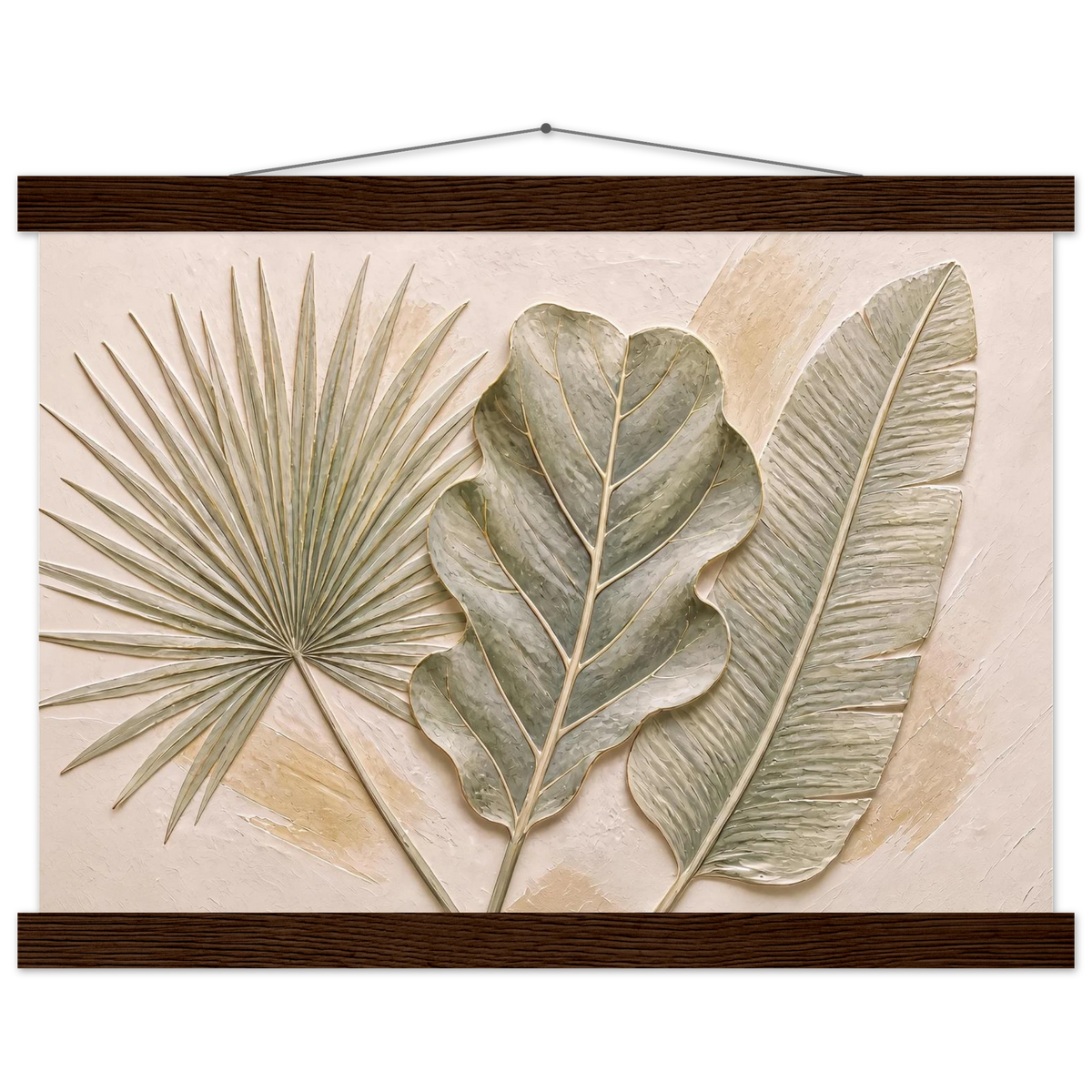Three Leaves: botanical and nature. Museum-quality fine art poster.