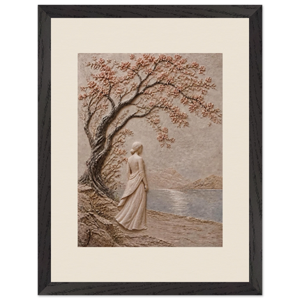 Spring Walk: petra and flora. Framed fine art print.