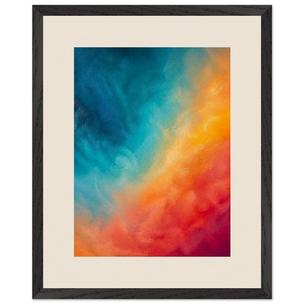Teal and Orange: gradient, sea and dusk. Museum-quality framed fine art print.