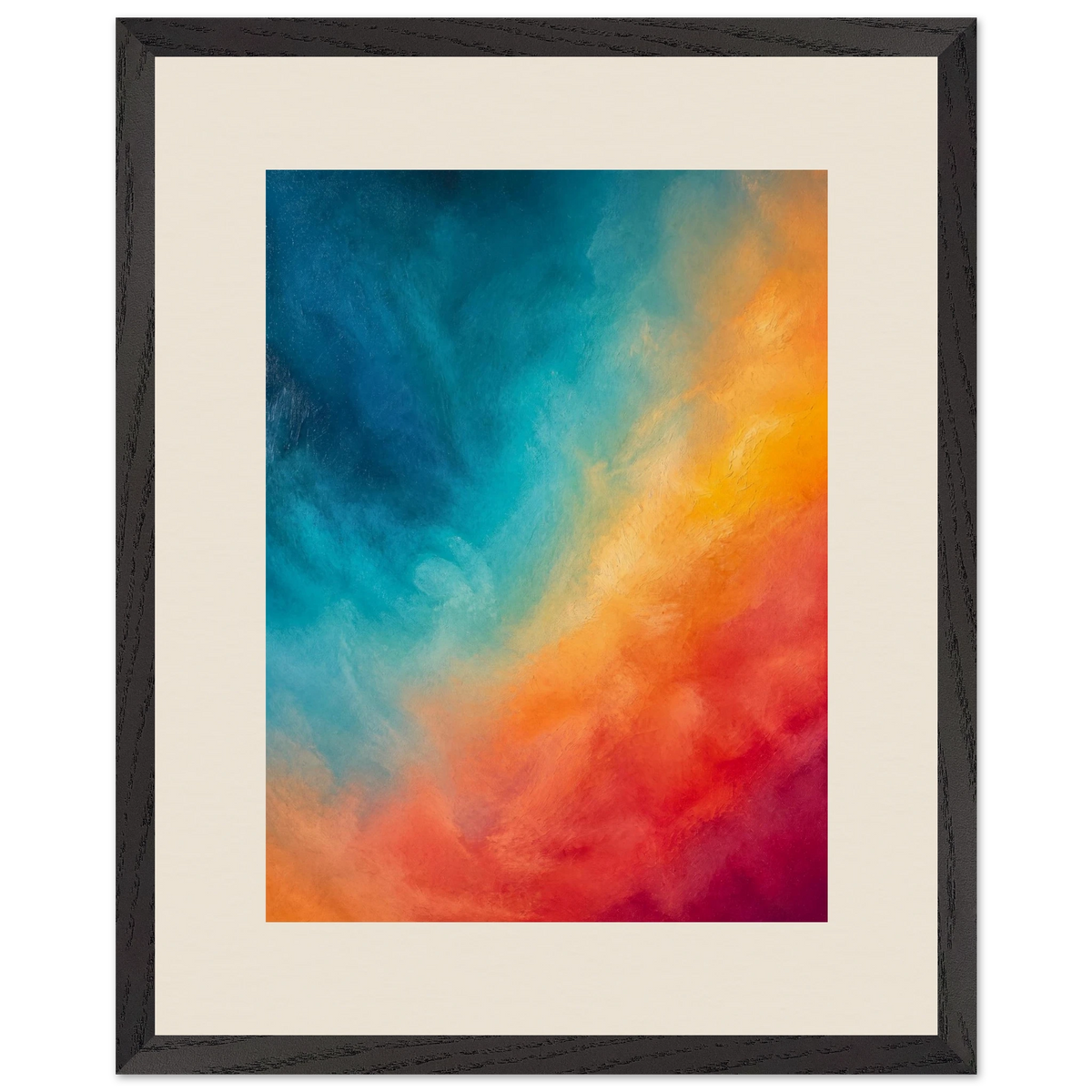 Teal and Orange: gradient, sea and dusk. Museum-quality framed fine art print.