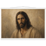 Pôster Kind Eyes com suporte de madeira, retrato sereno de Jesus em luz quente