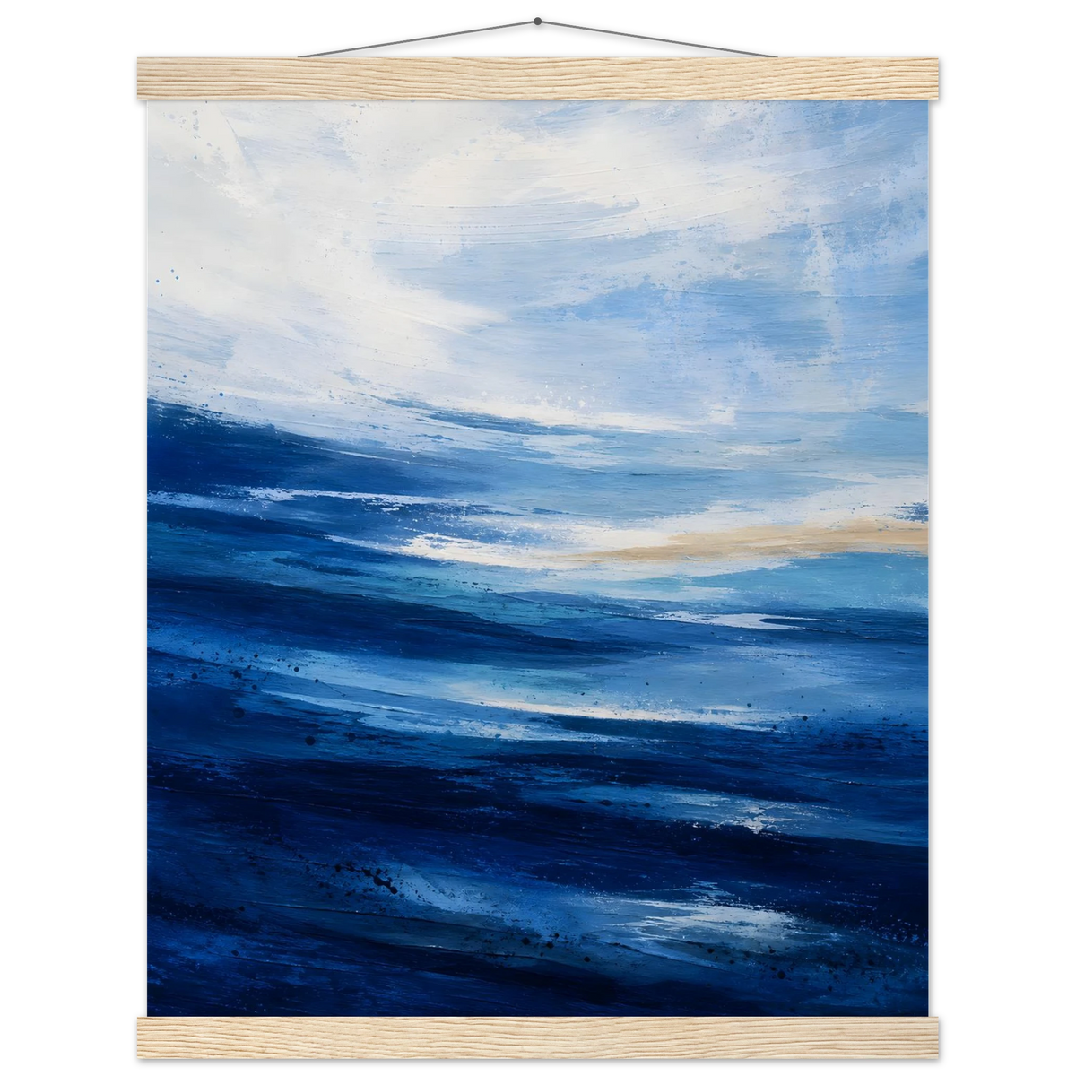 Atlantic Blue: coastline, ocean and texture. Fine art poster with wooden hanger by The Light Stays.
