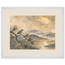 Golden Moon Bird: japanese art and japandi. Museum-quality framed fine art print.