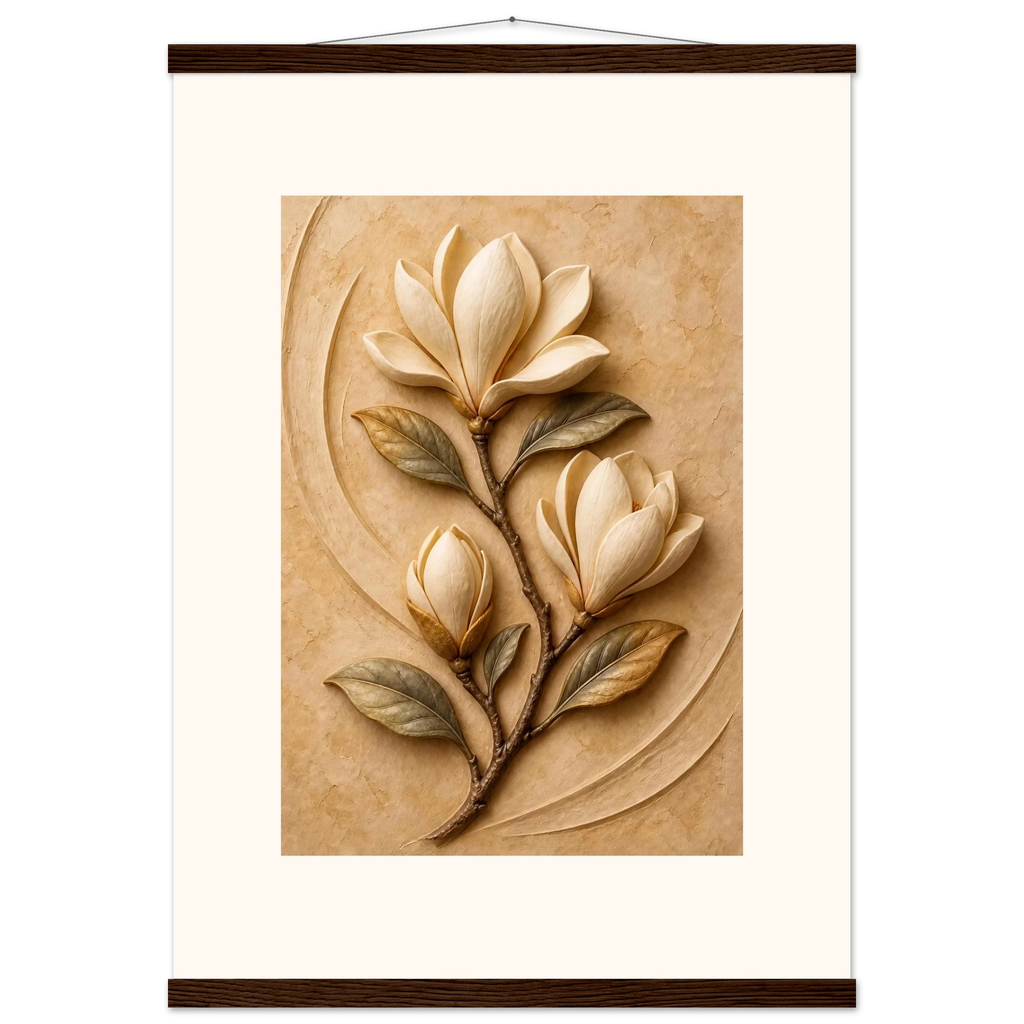 Magnolia Arc: flowers and botanical. Museum-quality fine art poster.