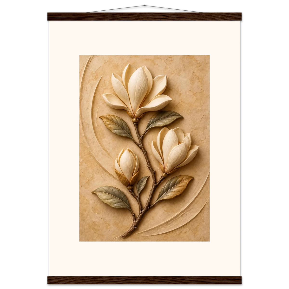 Magnolia Arc: flowers and botanical. Museum-quality fine art poster.