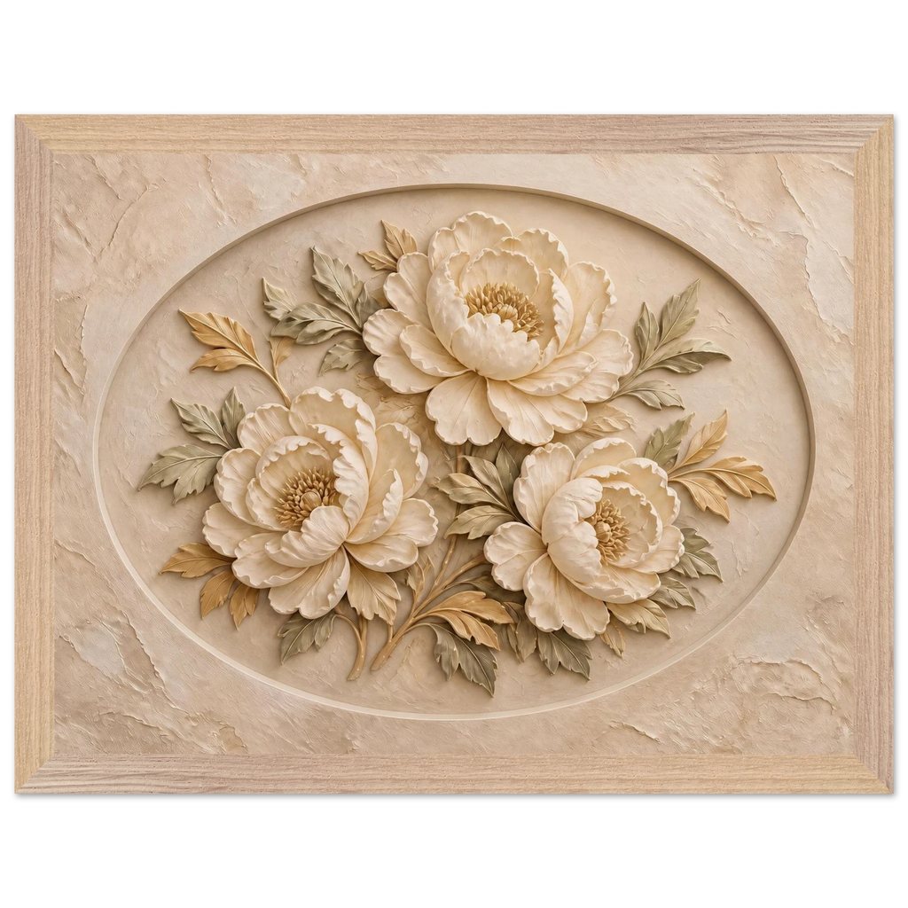 Peonies in Stone: flowers and botanical. Framed fine art print by The Light Stays.