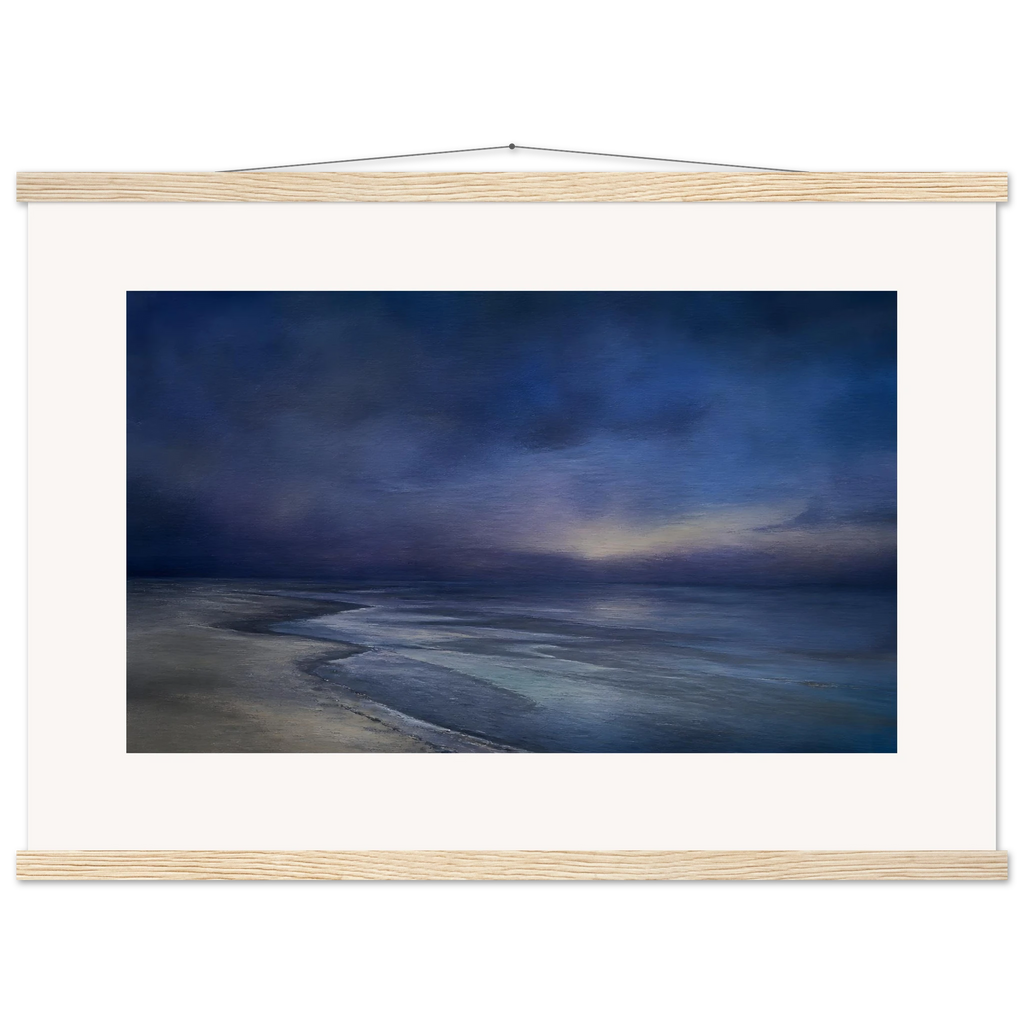 Blue Hour Shore, sea and coastal landscape. Archival fine art poster shown framed.