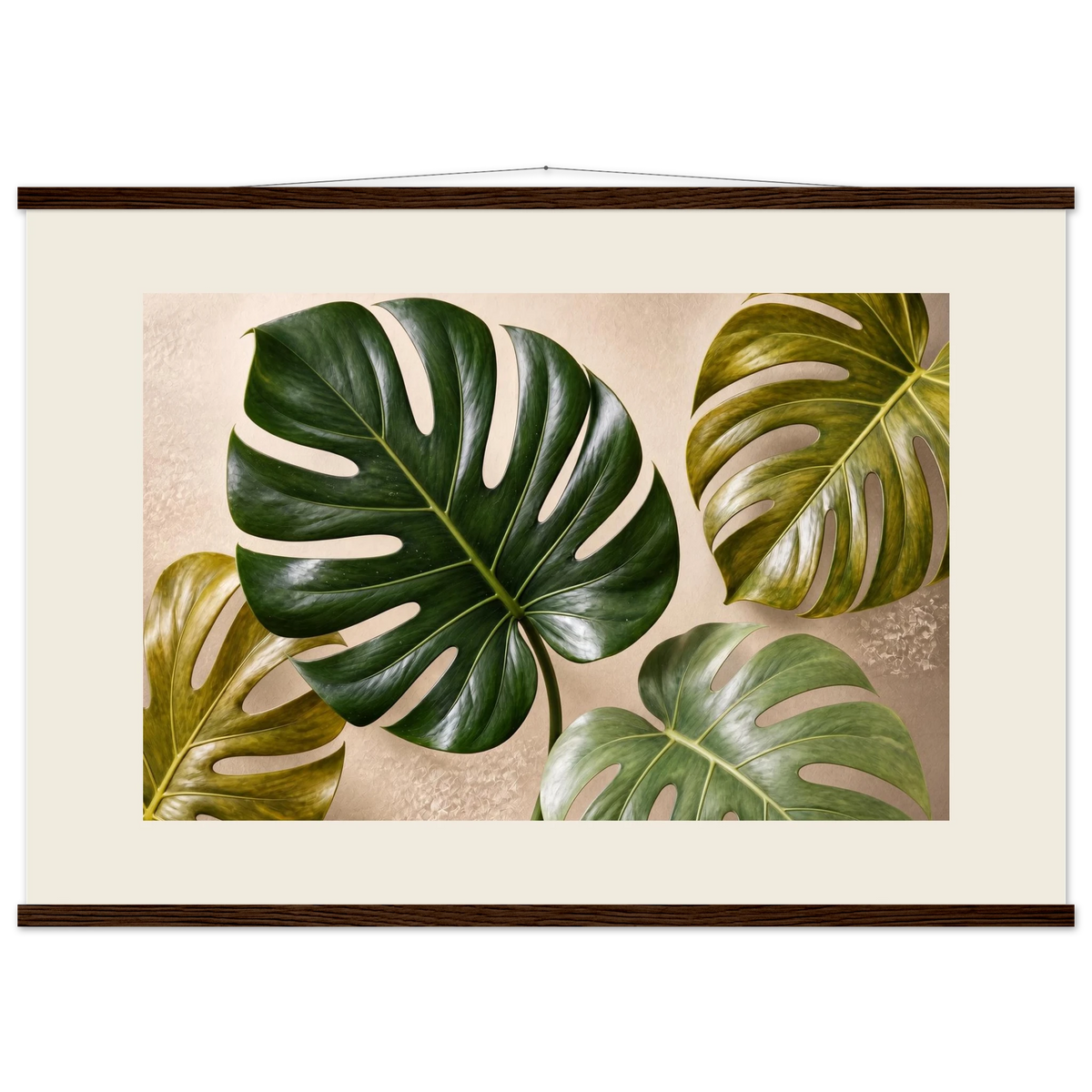 Four Greens: leaves, vivid green and impasto. Fine art poster by The Light Stays.