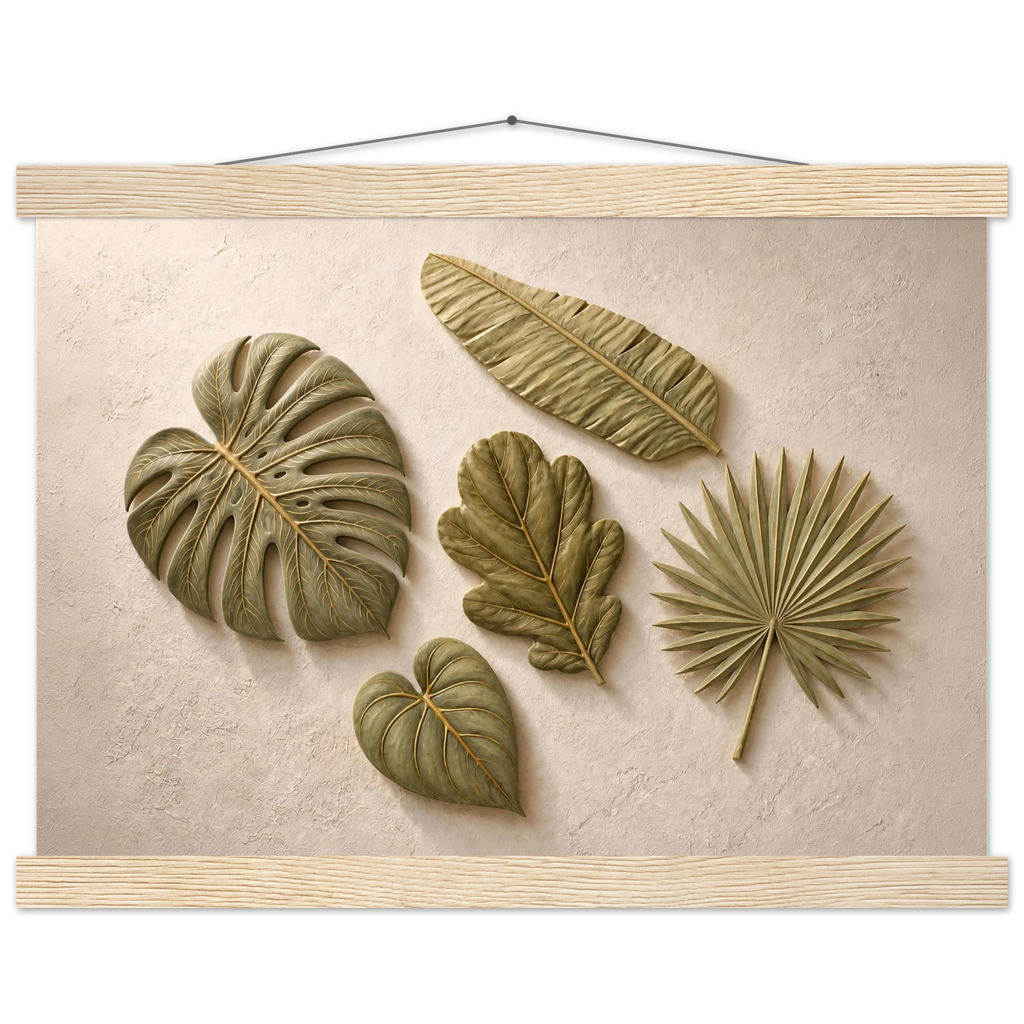 Green Constellation, botanical, green and loose rhythm. Archival fine art poster shown framed.