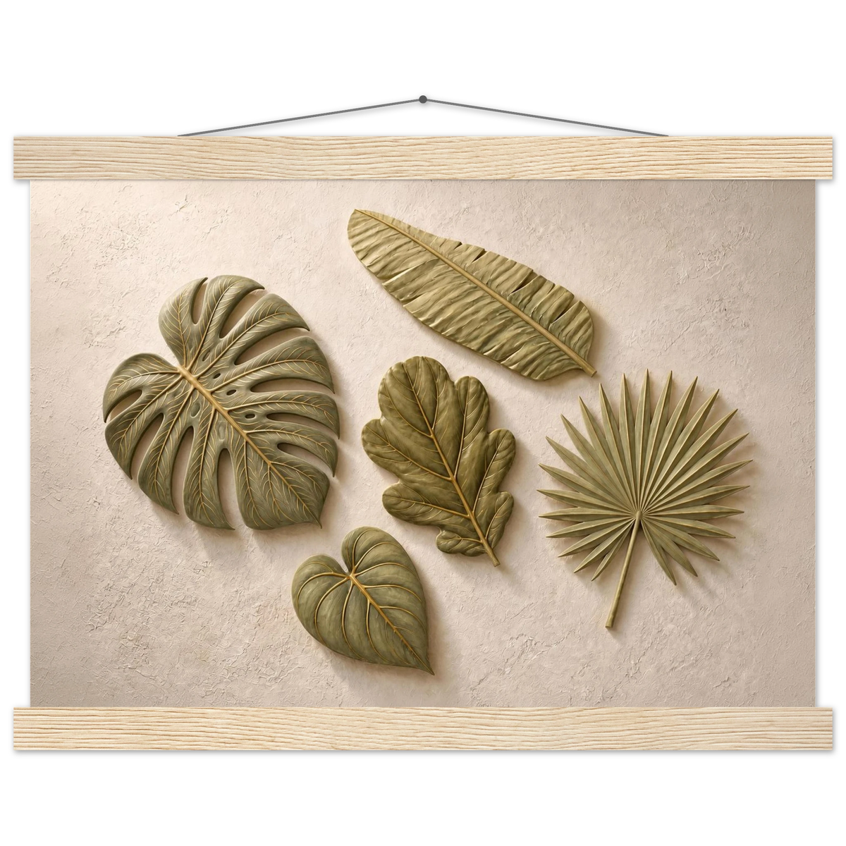 Green Constellation, botanical, green and loose rhythm. Archival fine art poster shown framed.