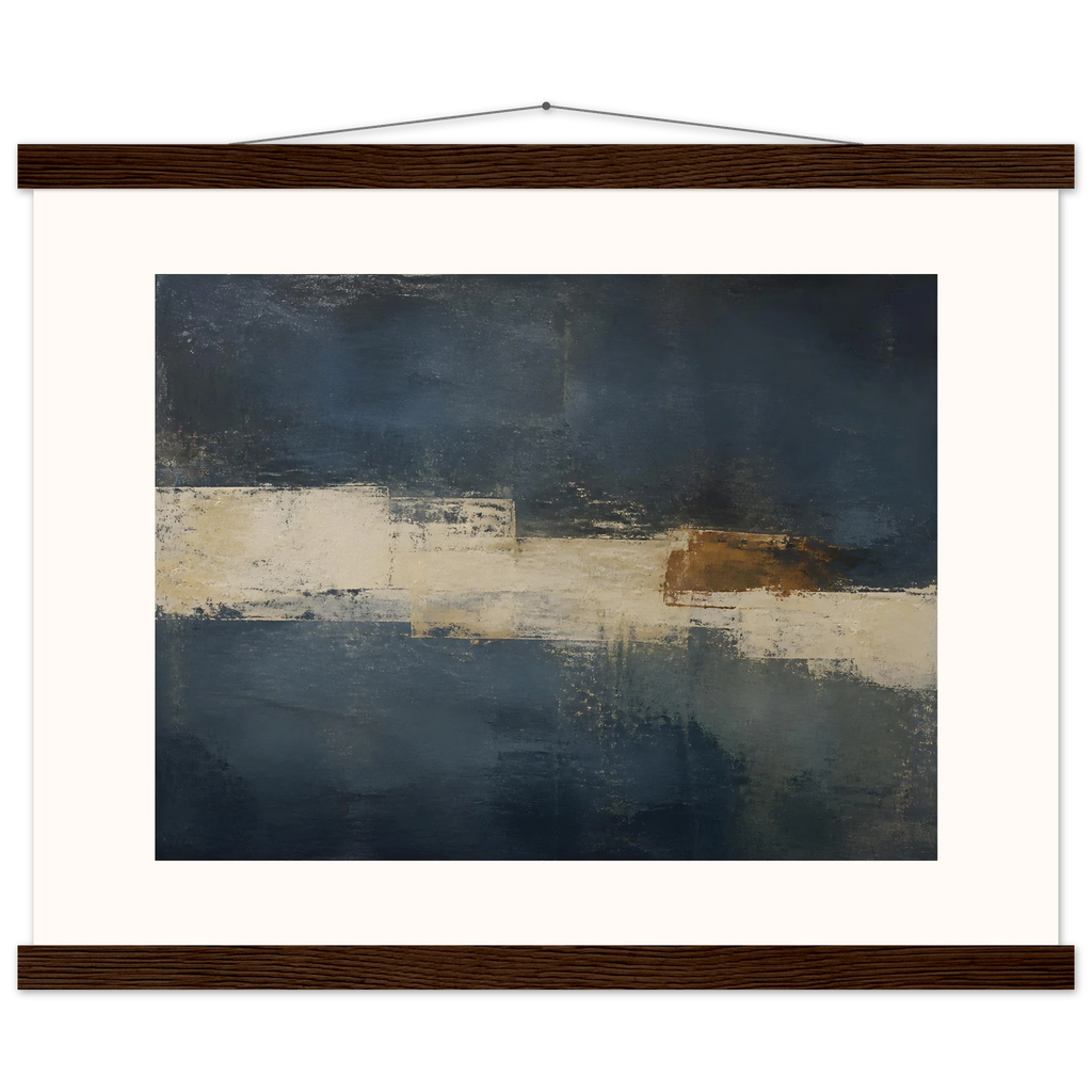 Ivory Crossing: abstract, ivory and serene lines. Fine art poster, alternate frame and size.