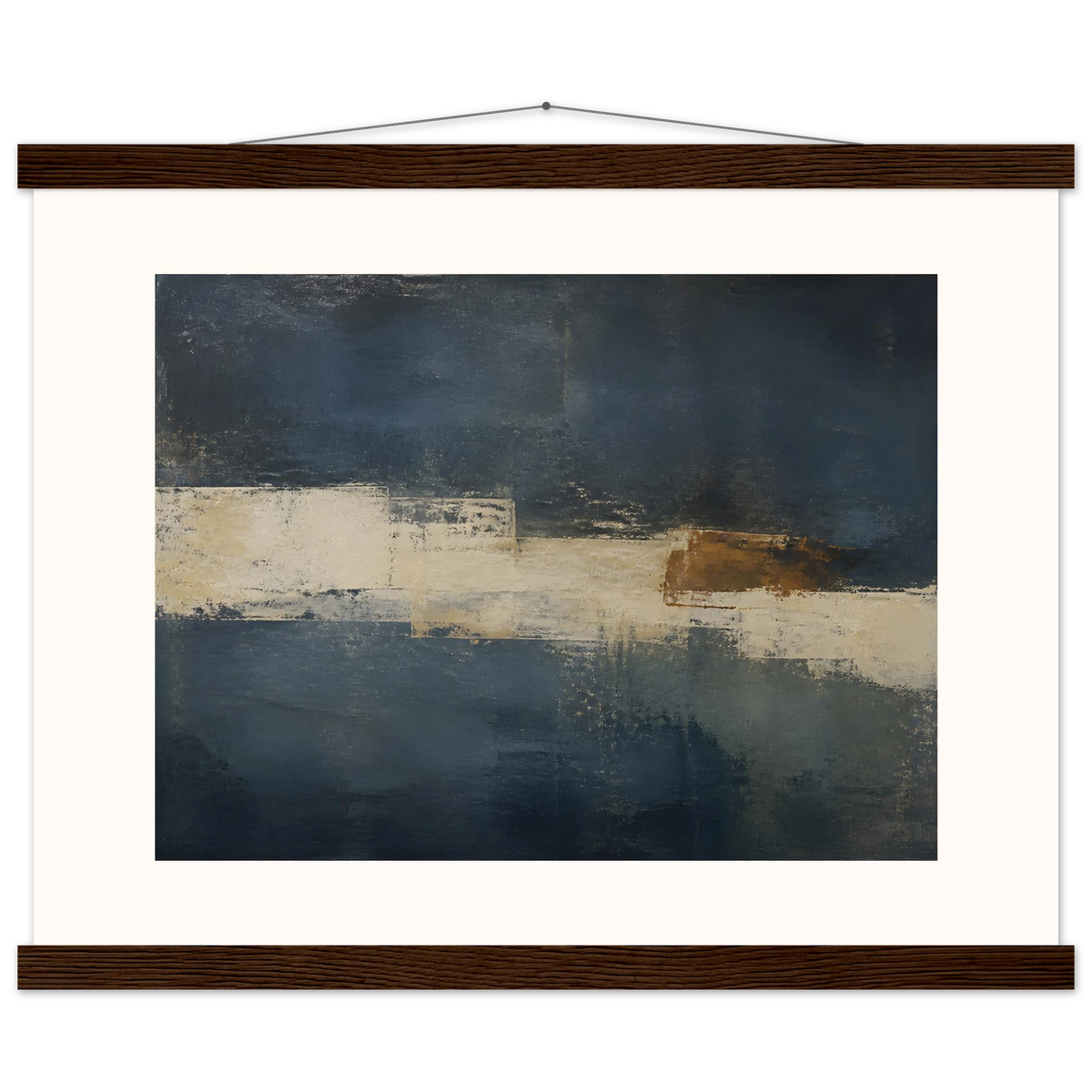 Ivory Crossing: abstract, ivory and serene lines. Fine art poster, alternate frame and size.