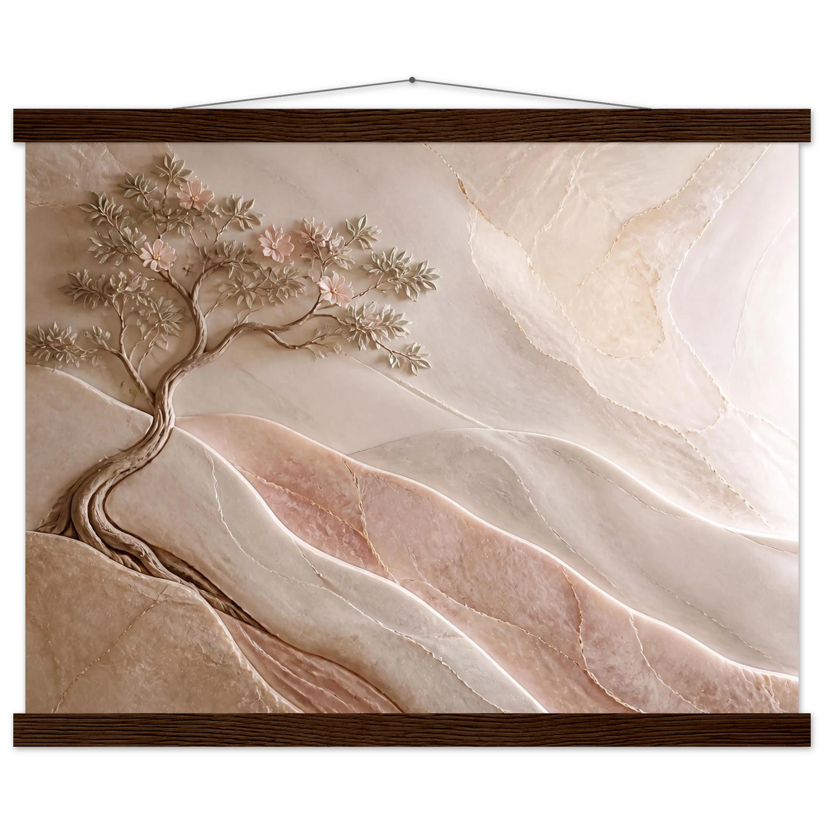 Stone Dawn, petra and siena. Archival fine art poster shown framed.