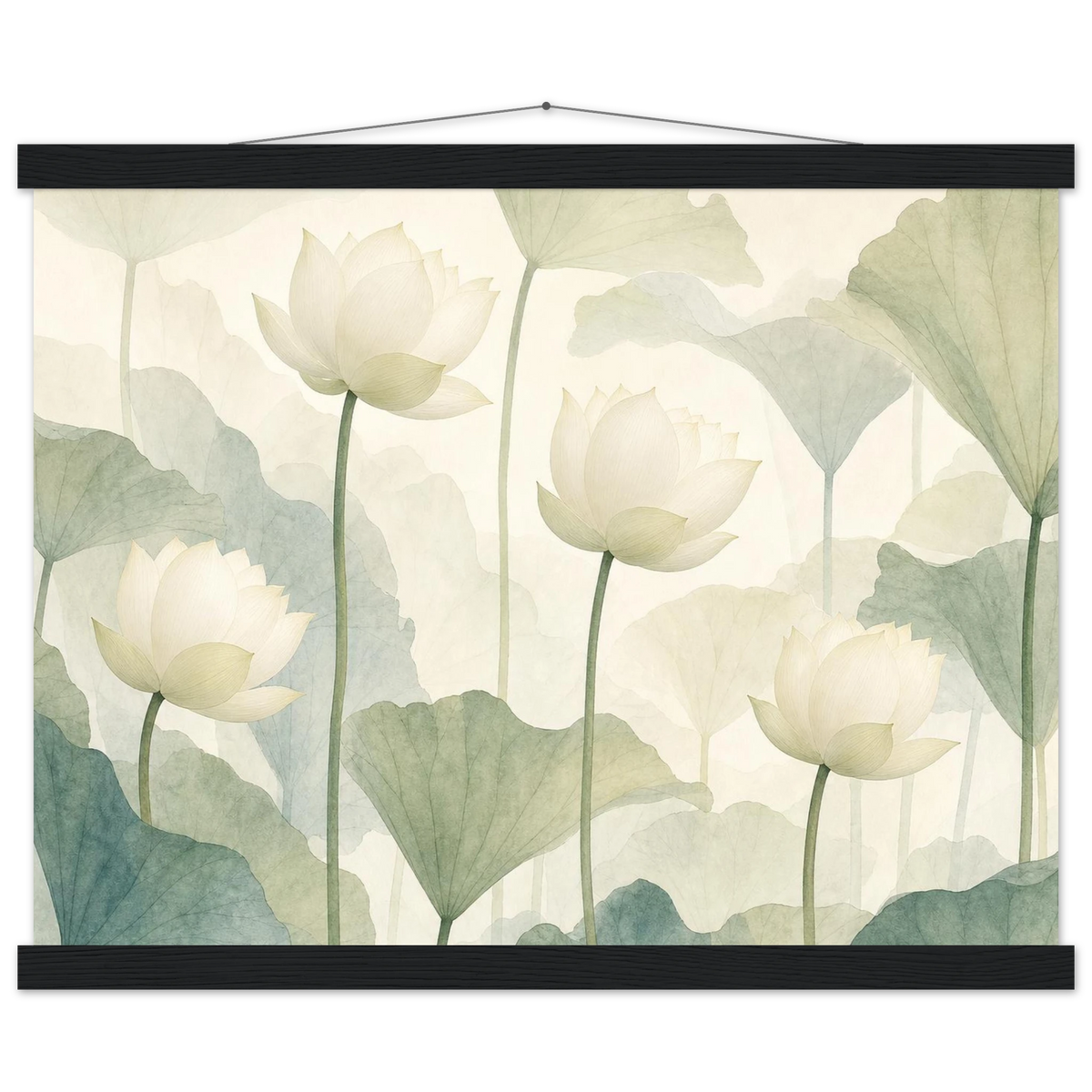 Ivory Lotus Screen: flowers and botanical. Fine art poster by The Light Stays.