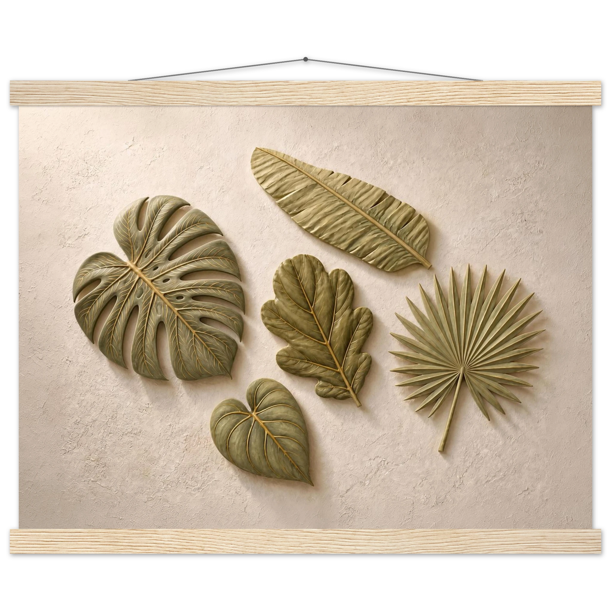 Green Constellation: botanical, green and loose rhythm. Fine art poster, alternate frame and size.