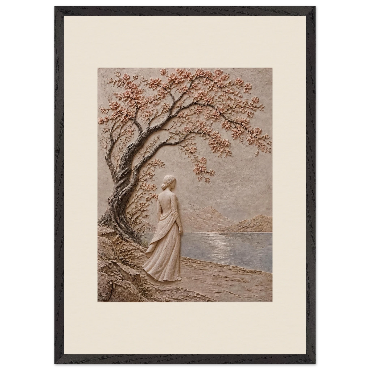 Spring Walk: petra and flora. Framed fine art print, alternate frame and size.