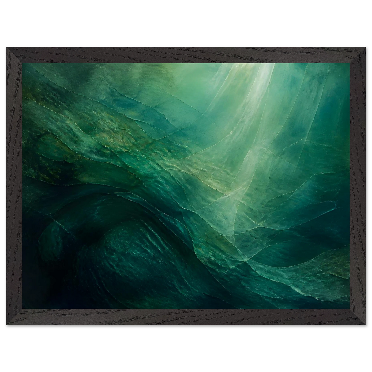 Jade Undertow: ocean, marine abstract and mineral green. Framed fine art print by The Light Stays.