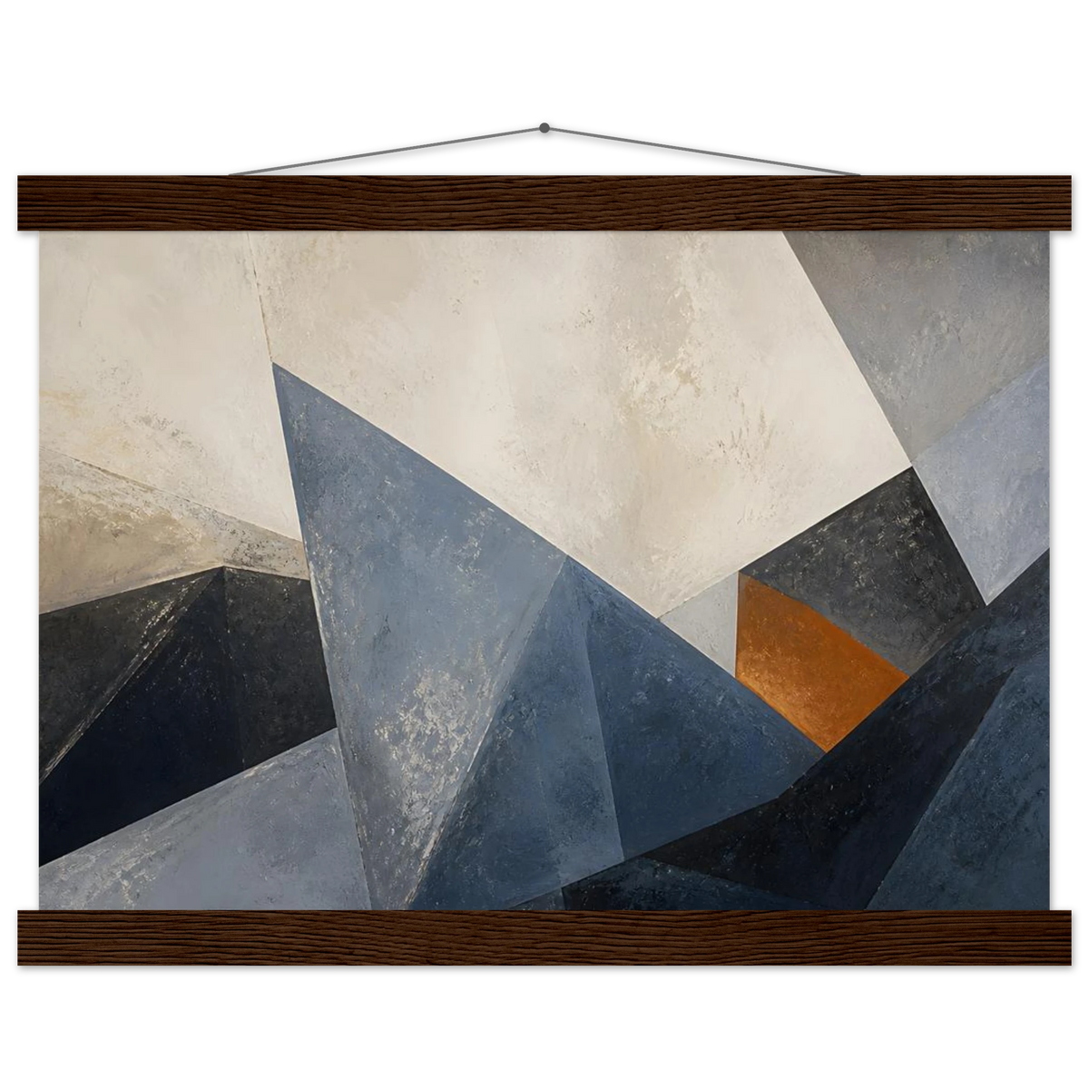 Slate Folds: abstract, mineral blue and texture. Museum-quality fine art poster.