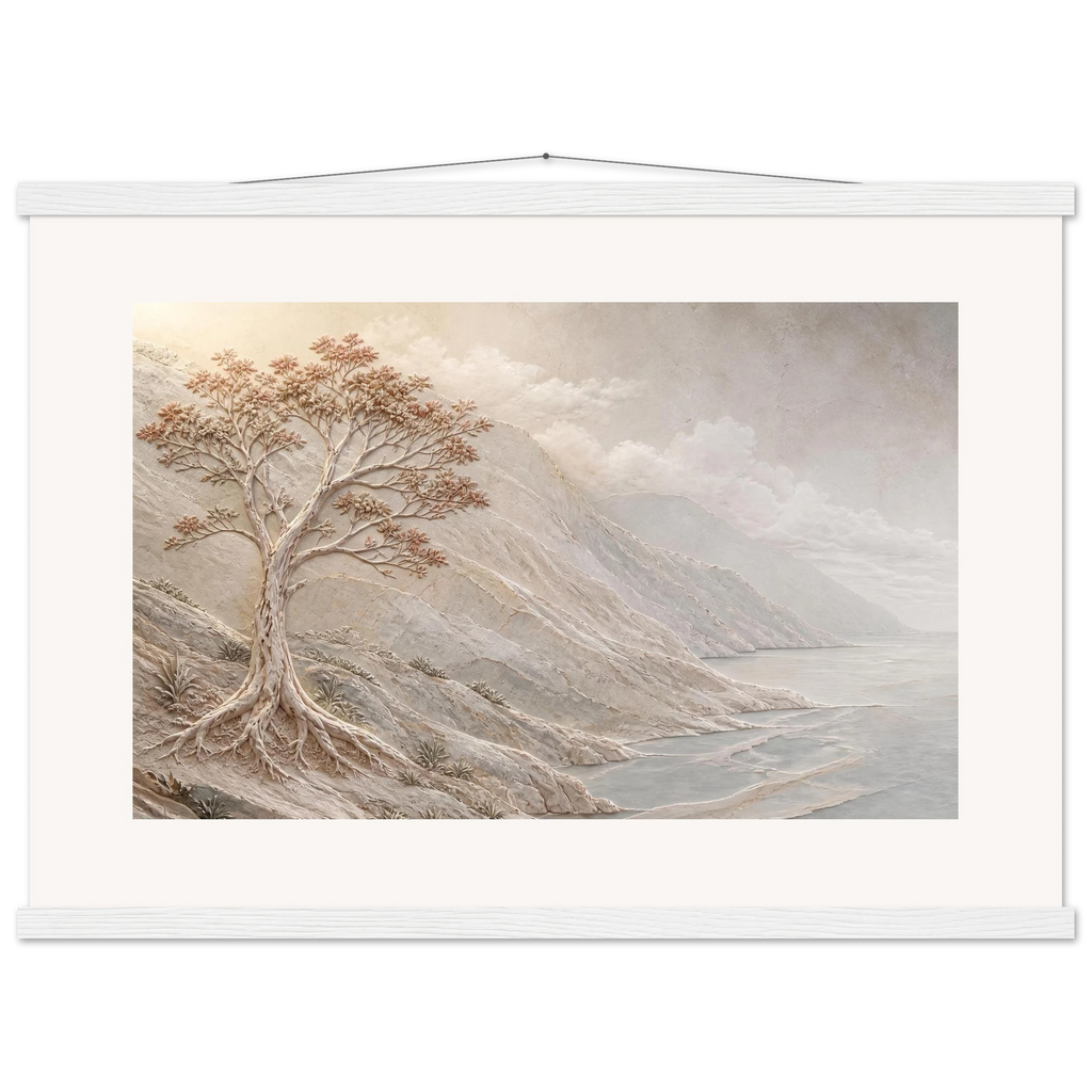 Coral Headland, sea and coastal landscape. Archival fine art poster shown framed.