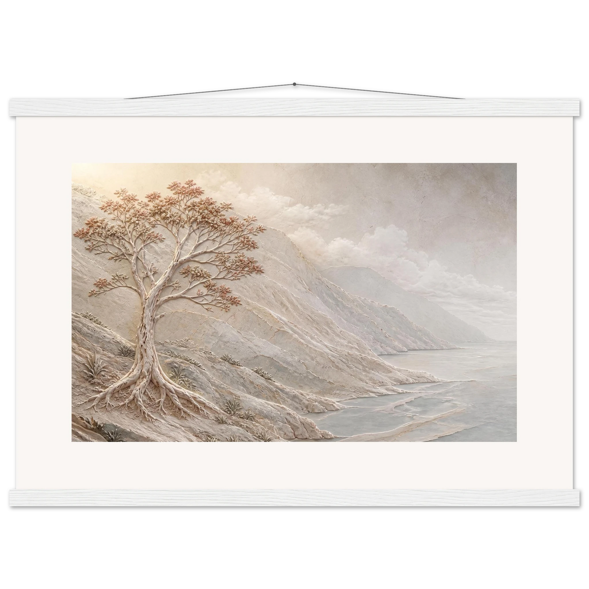 Coral Headland, sea and coastal landscape. Archival fine art poster shown framed.