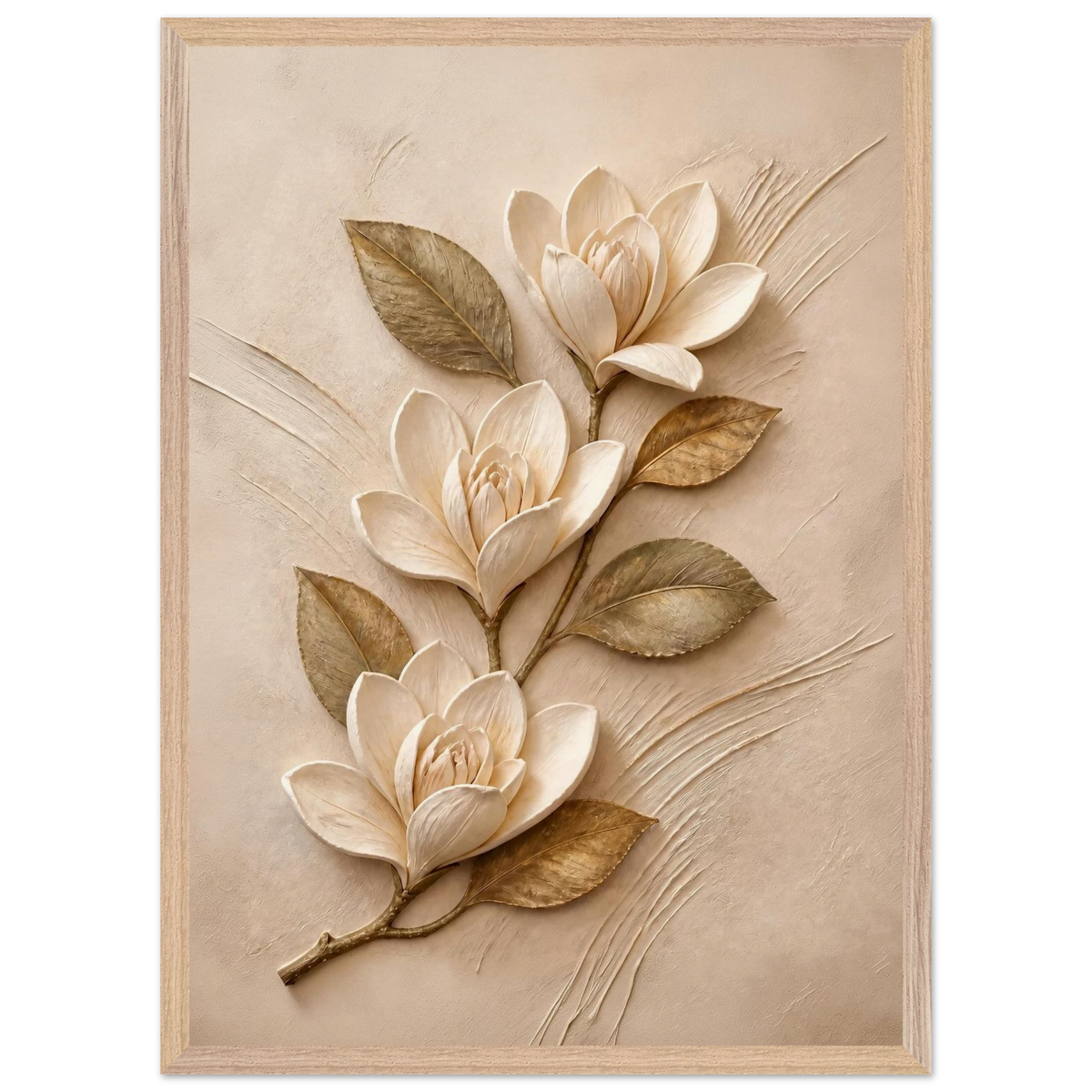 Magnolia Ascent: flowers and botanical. Framed fine art print, alternate frame and size.