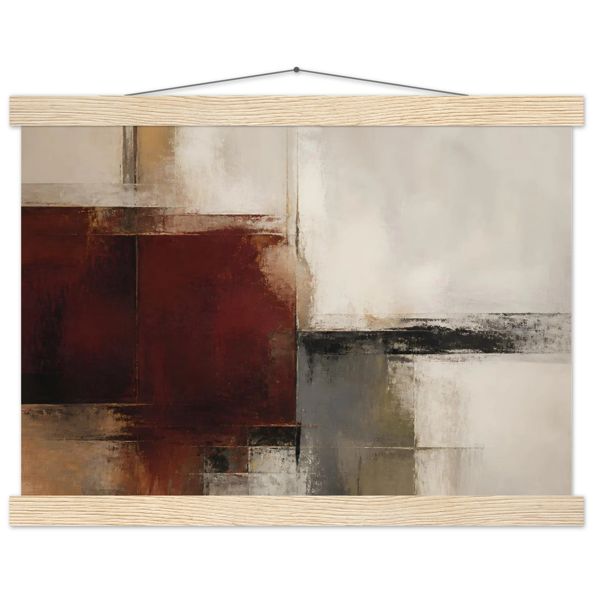Deep Crimson: abstract, red and color field. Fine art poster with wooden hanger by The Light Stays.