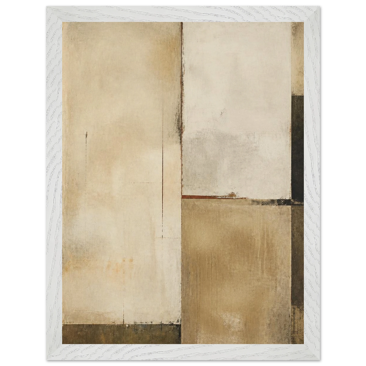 Earth and Charcoal Diptych, Panel II of II: abstract, geometry and mineral palette. Framed fine art print by The Light Stays.