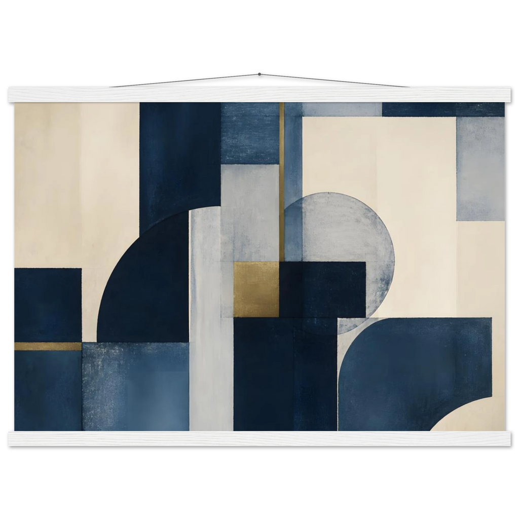 Blue Architecture: geometric abstract, blue and cream. Fine art poster by The Light Stays.