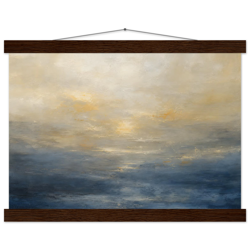 Golden Sea Mist: sea and coastal landscape. Fine art poster, alternate frame and size.