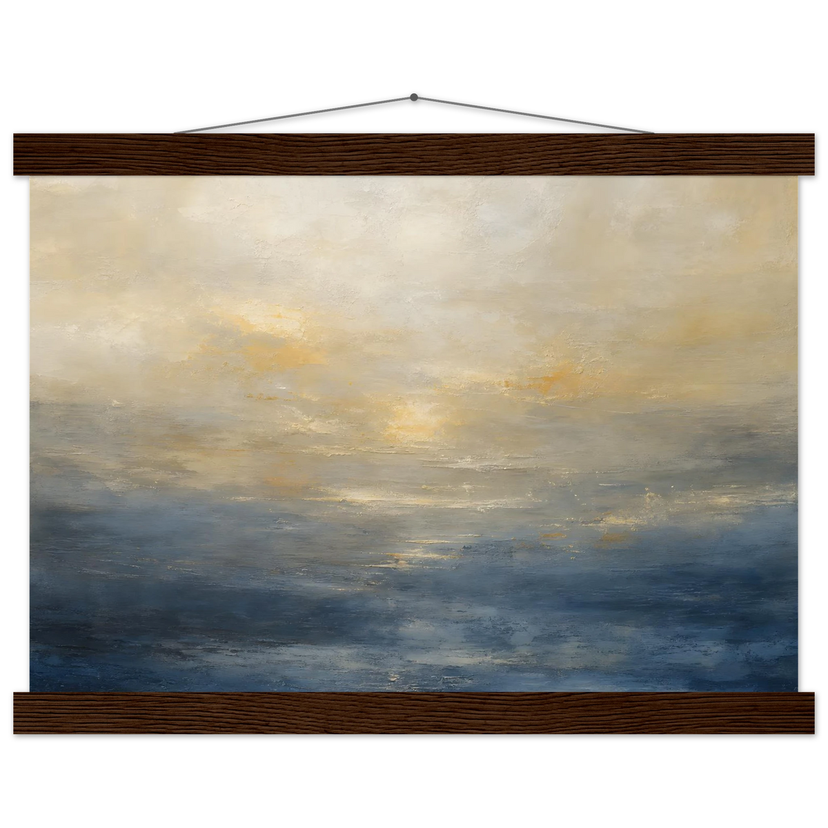 Golden Sea Mist: sea and coastal landscape. Fine art poster, alternate frame and size.