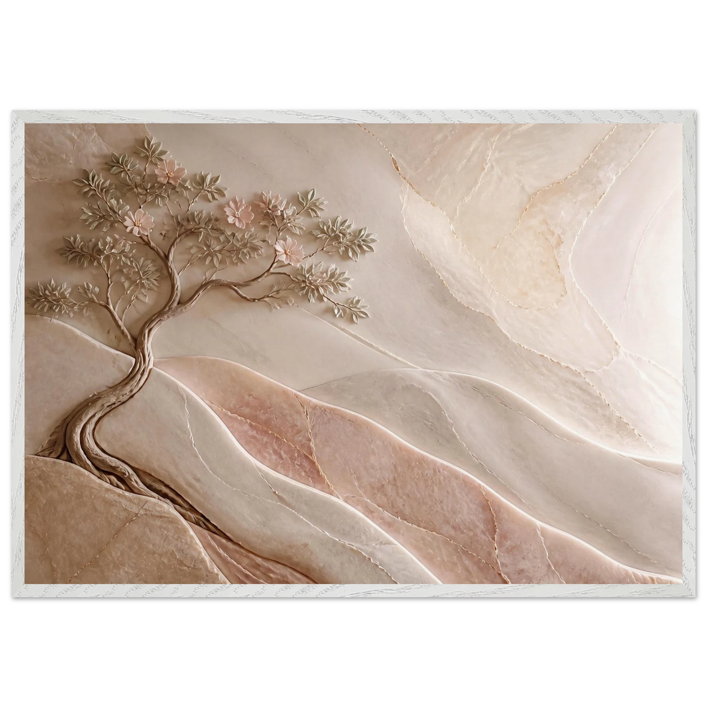 Stone Dawn, petra and siena. Archival framed fine art print shown framed.