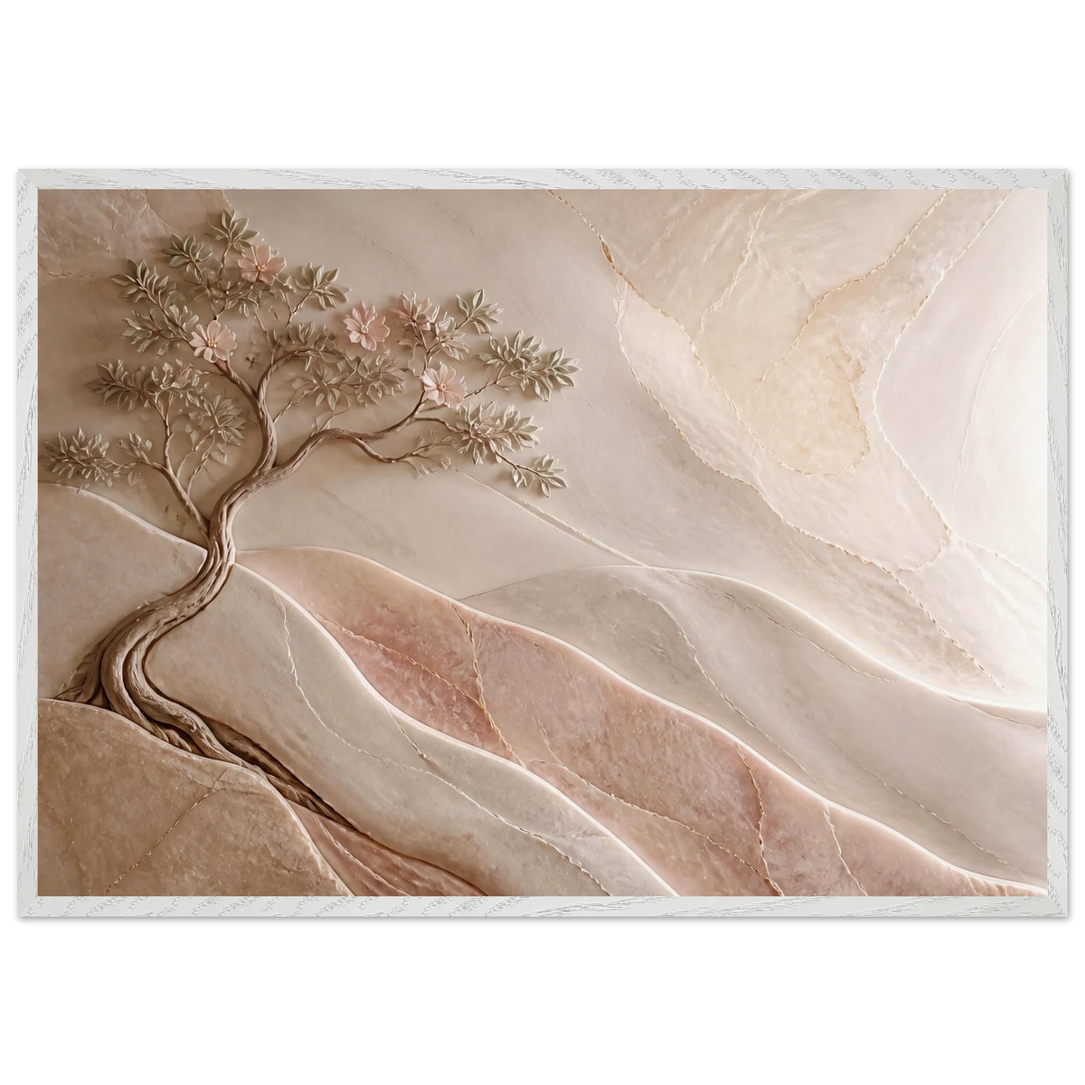 Stone Dawn, petra and siena. Archival framed fine art print shown framed.