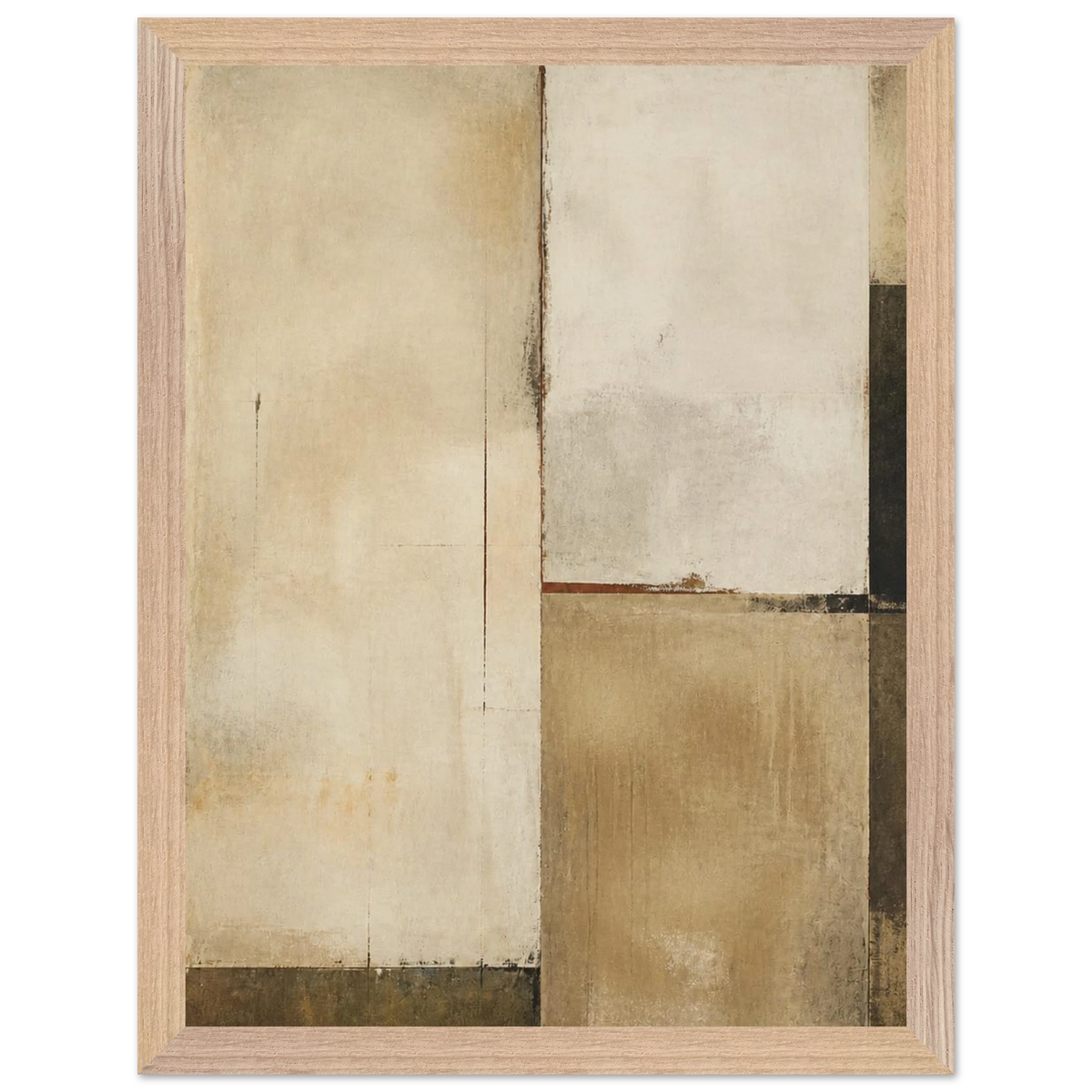 Earth and Charcoal Diptych, Panel II of II: abstract, geometry and mineral palette. Framed fine art print by The Light Stays.
