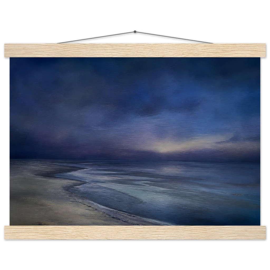 Blue Hour Shore: sea and coastal landscape. Fine art poster by The Light Stays.