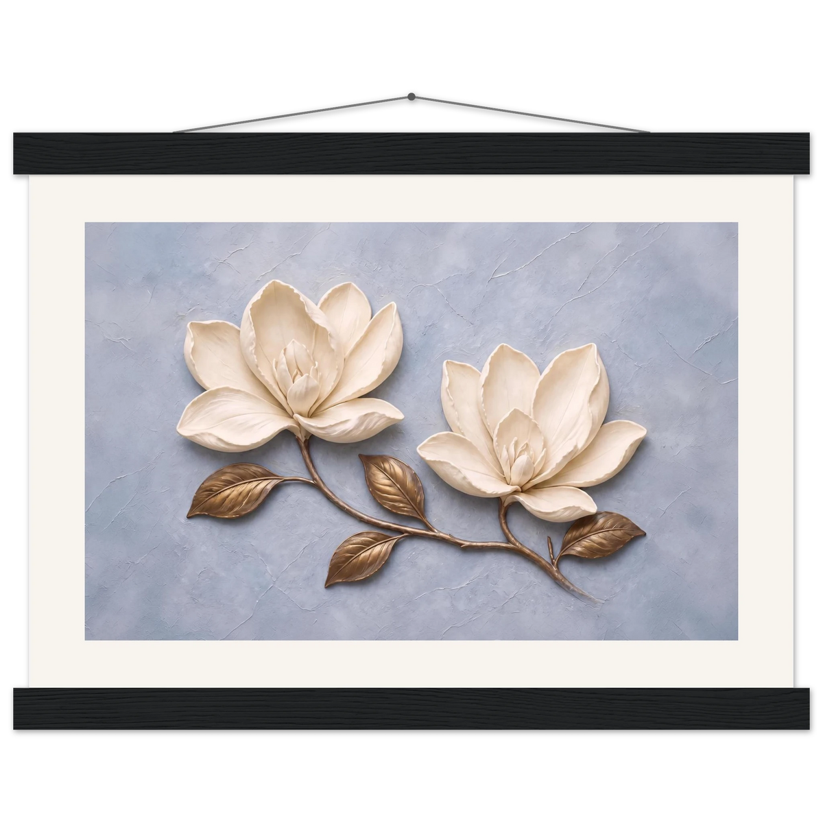 Bronze Magnolia: flowers and botanical. Fine art poster, alternate frame and size.