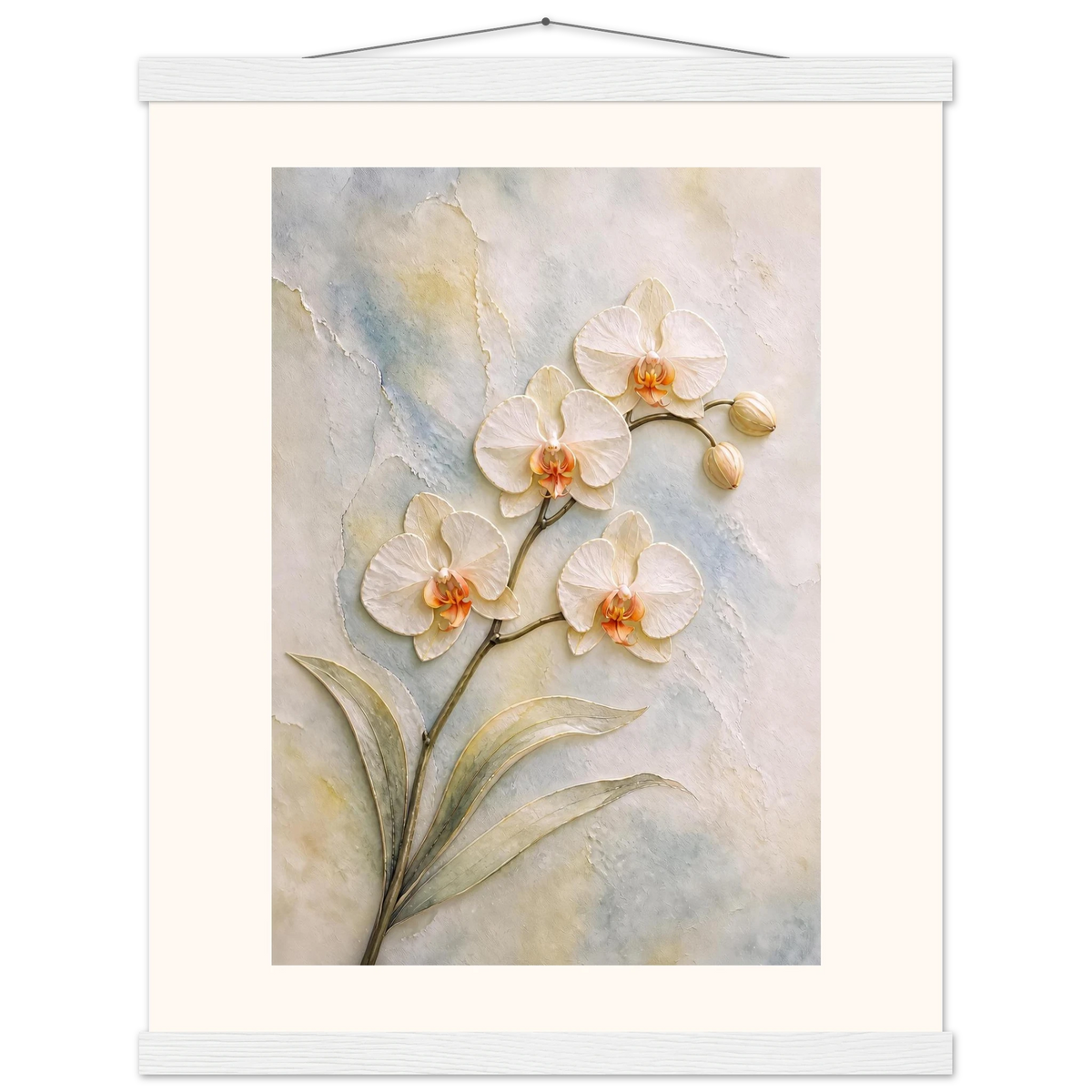 Porcelain Orchid, flowers and botanical. Archival fine art poster shown framed.