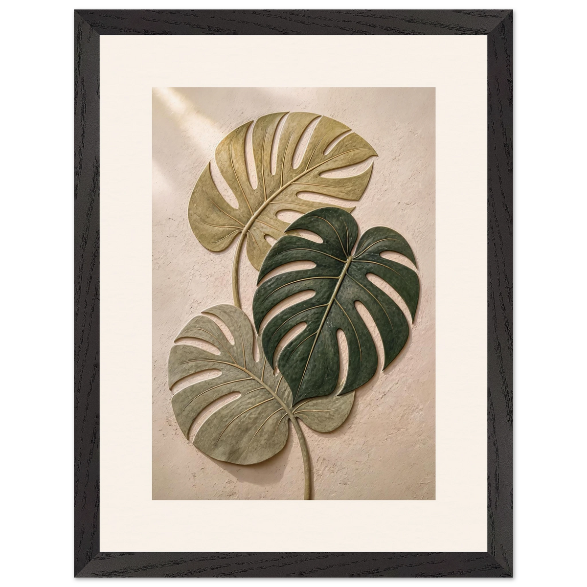 Stone Monstera: botanical and nature. Framed fine art print.