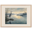 Heron at Dawn, japanese art and japandi. Archival framed fine art print shown framed.