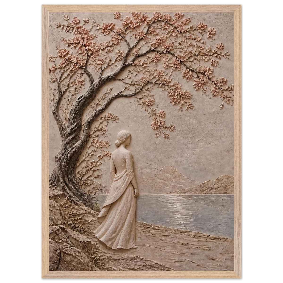 Spring Walk: petra and flora. Framed fine art print, alternate frame and size.