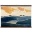 Amber and Indigo: abstract, coastline and color field. Fine art poster, alternate frame and size.